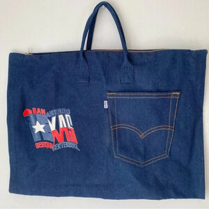Vintage Levi’s Bag Denim Tote Zip San Antonio Pocket Texas White Tag